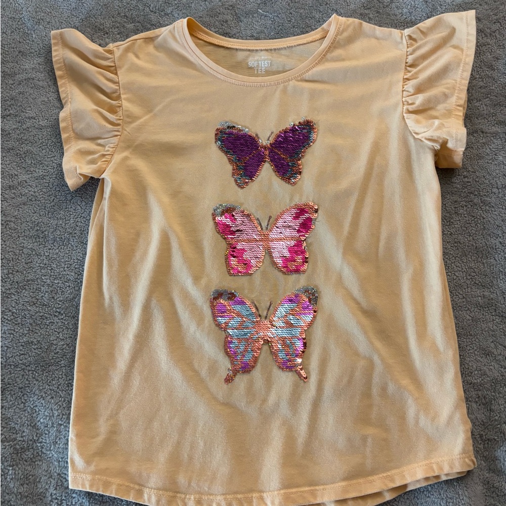 Girls' Butterfly Sequin Top